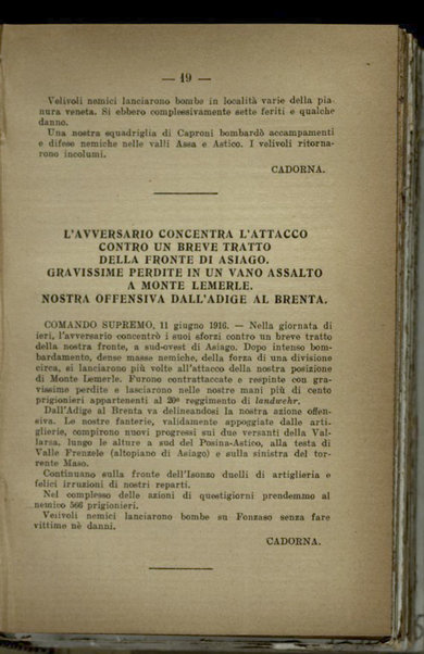 Il diario della nostra guerra : bollettini ufficiali dell'esercito e della marina